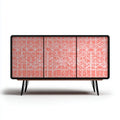 Witryna, 3 drzwi bufet w kolorze czarnym i koralowym MDF i stali 160 x 40 x 80 cm prostokątna