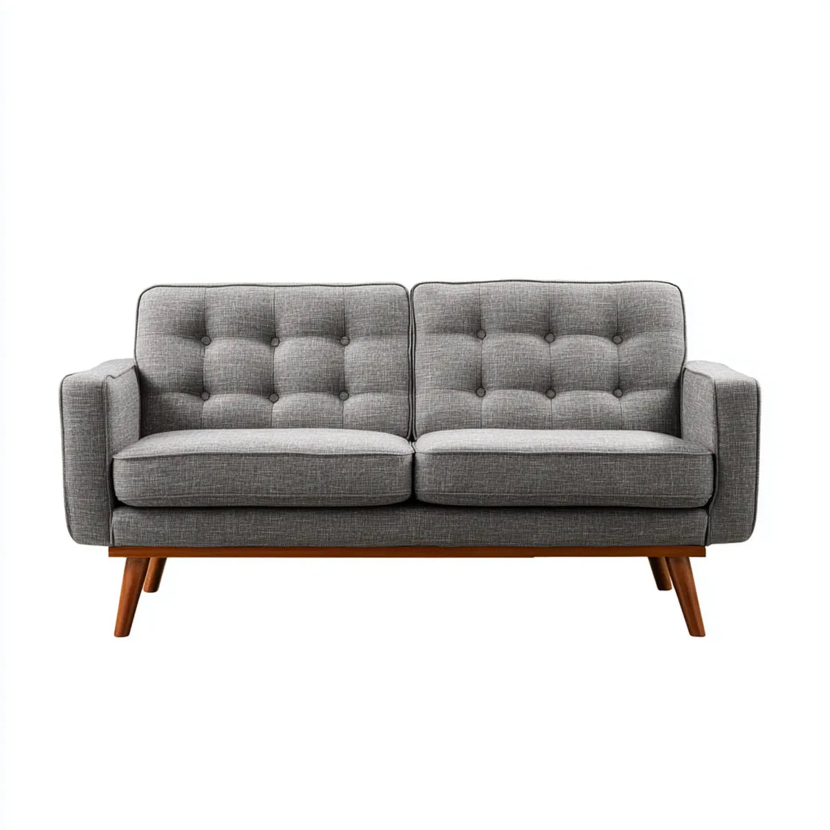 Sofa, Szara prostokątna fotel poliestrowy z litymi gumowymi nogami 152 x 82 x 84 cm
