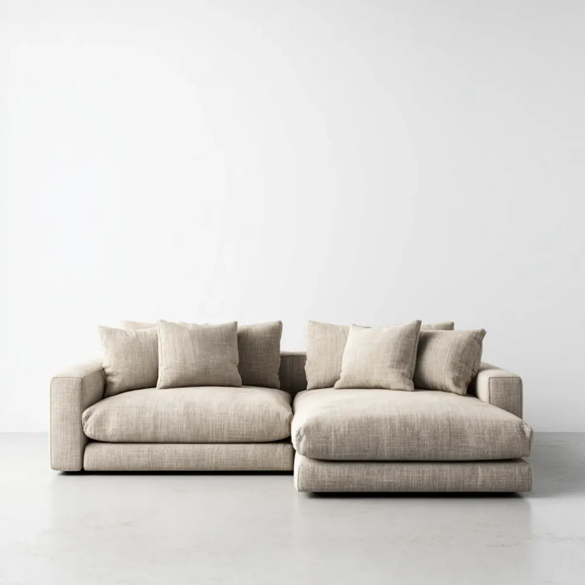 Sofa, Kanapa narożna L beżowy 290 x 170 x 78 cm w poliestrze z siekierą z prawej strony