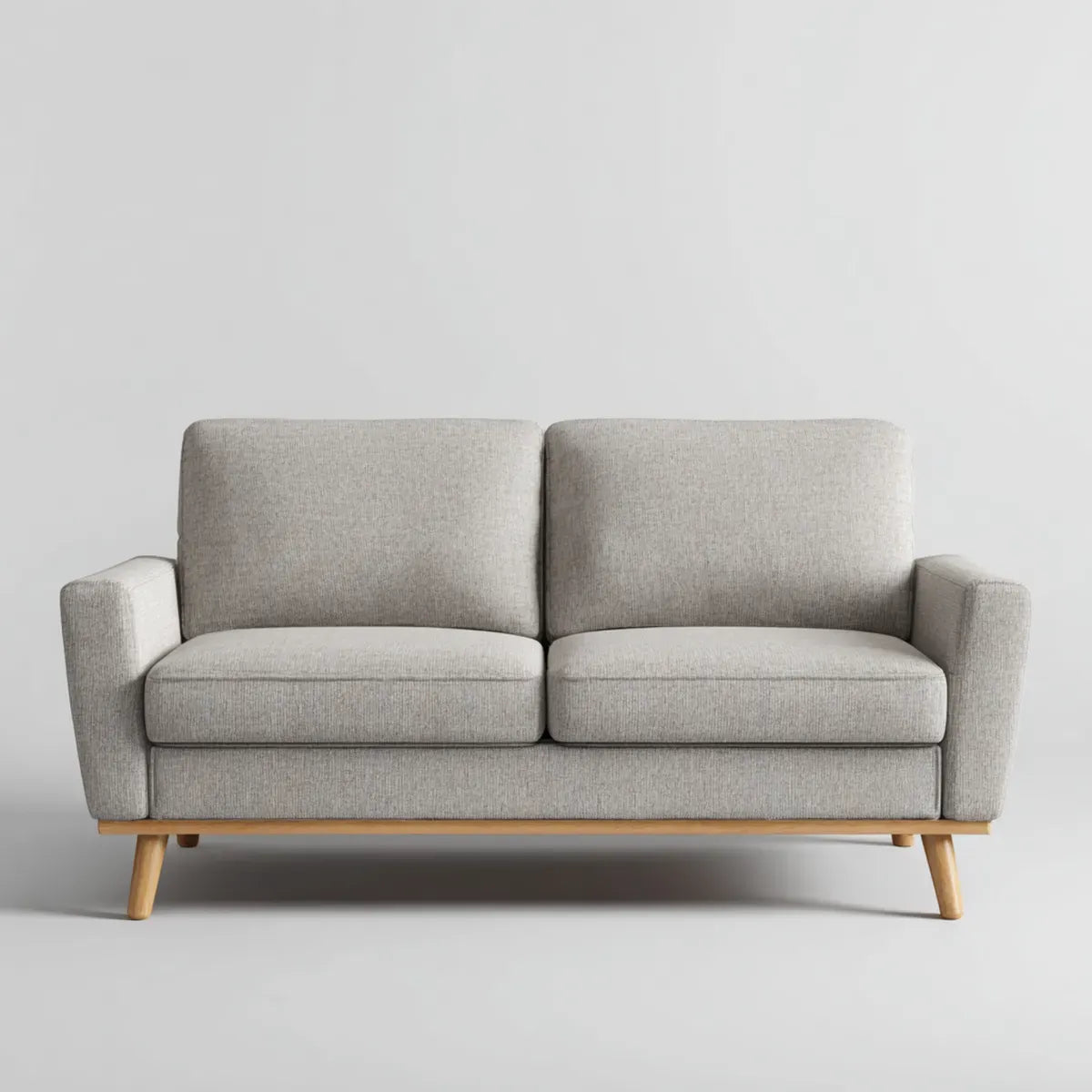 Sofa 2 umieszcza jasnoszary 150 x 82 cm w poliestrze z nogami z litego drewna prostokątna kształt, 150 x 82 x 82 cm