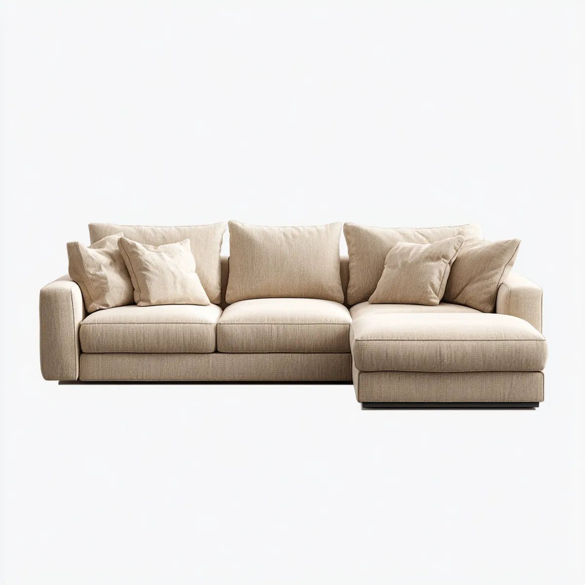 Sofa, Kanapa narożna 3 beżowe poliestrowe fotele 280 x 170 x 85 cm