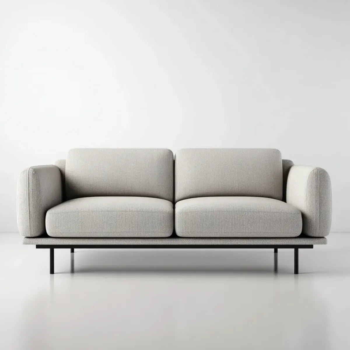 Sofa 2 umieszcza jasnoszary 200 x 90 x 82 cm w poliestrze ze stalowych nóg prostokątna kształt
