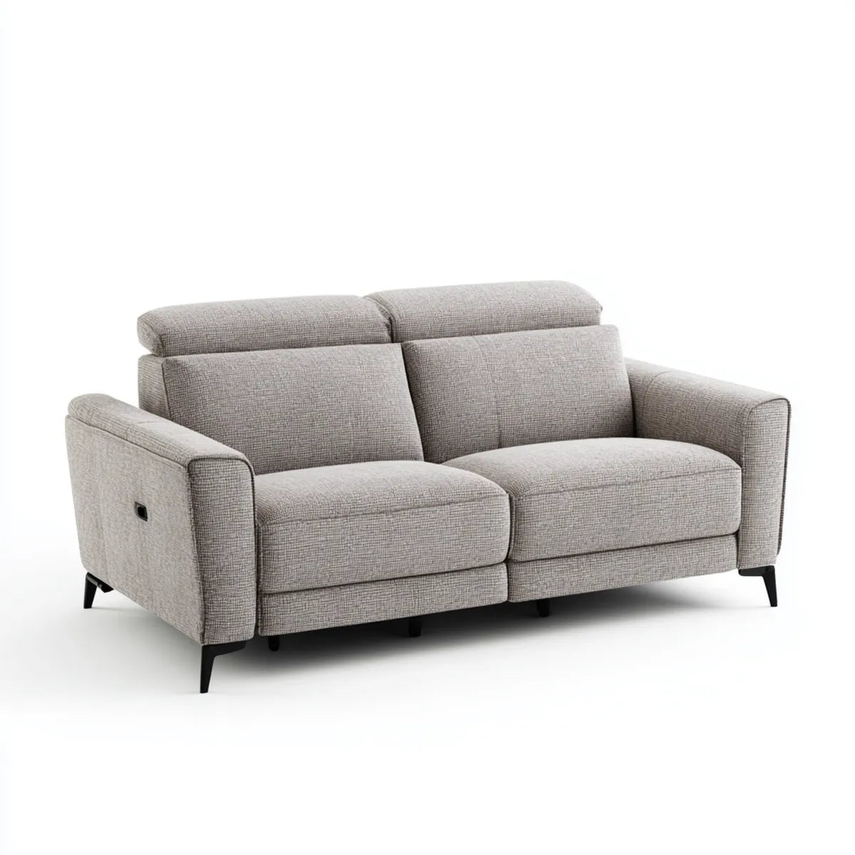 Sofa, Elektryczna rozkładana sofa 2 fotele szary poliester 160 x 95 x 100 cm