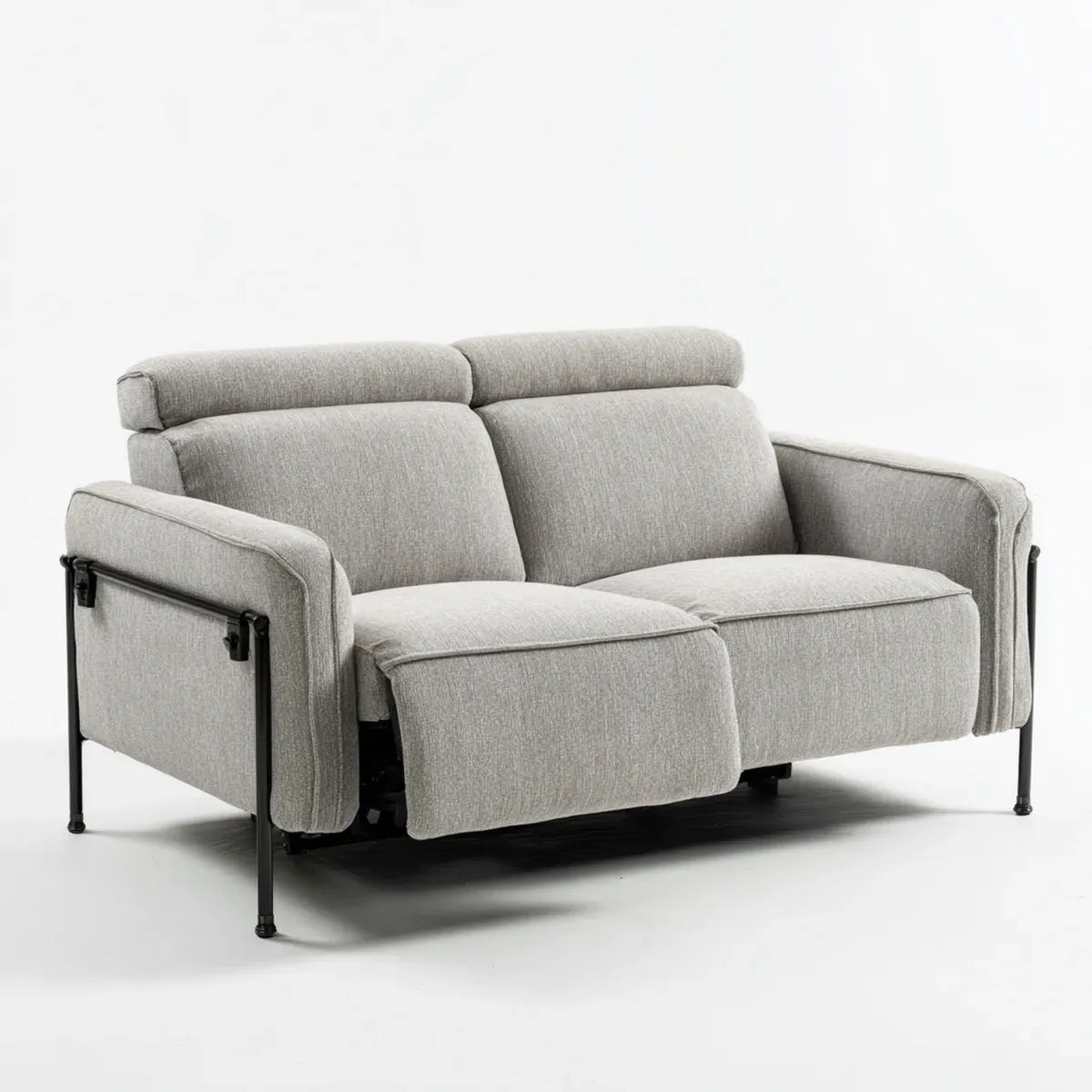 Sofa, rozkładana sofa 2 miejsca jasnoszary 160 x 95 x 100 cm w prostokątnym kształcie poliestru