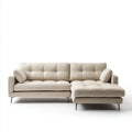 Sofa, Kanapa narożna z szewcem z haczykiem beżowym 260 x 160 x 85 cm poliestrowa powłoka L kształt