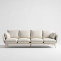 Sofa 4 fotele krem 260 x 95 x 82 cm w poliestrze o kształcie liniowym