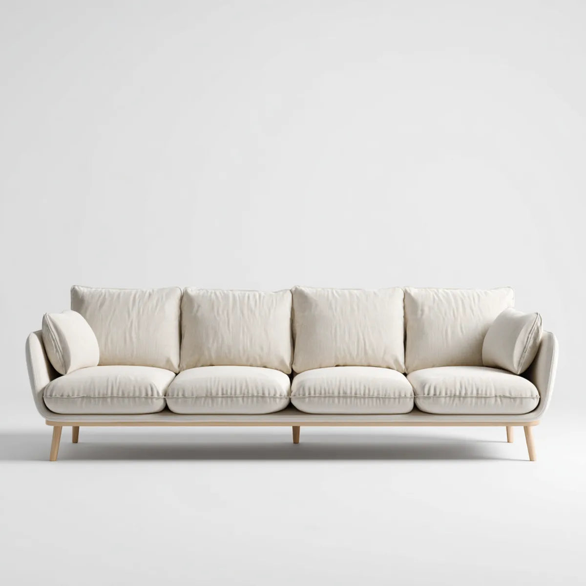 Sofa 4 fotele krem 260 x 95 x 82 cm w poliestrze o kształcie liniowym