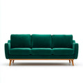 Sofa, 3 szmaragdowa, zielona poliestrowa, aksamitna sofa 210 x 85 x 86 cm prostokątna
