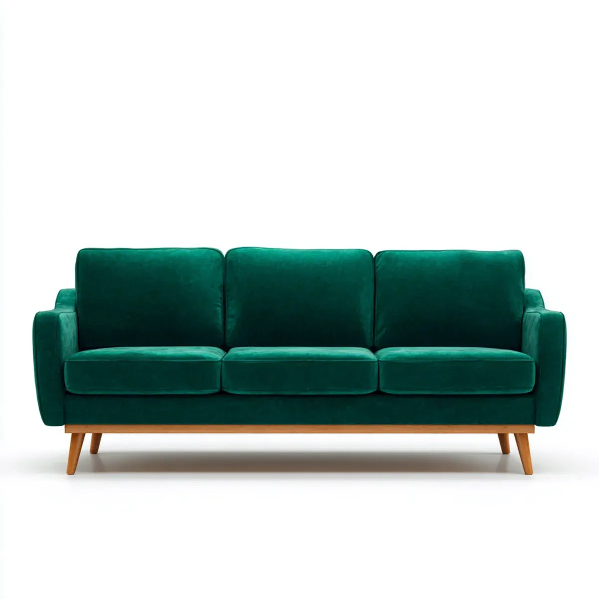 Sofa, 3 szmaragdowa, zielona poliestrowa, aksamitna sofa 210 x 85 x 86 cm prostokątna