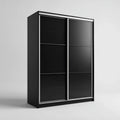 Szafa czarna 180 x 60 x 200 cm z 2 przesuwanymi drzwiami w elementach elementarnych i panelach szklanych