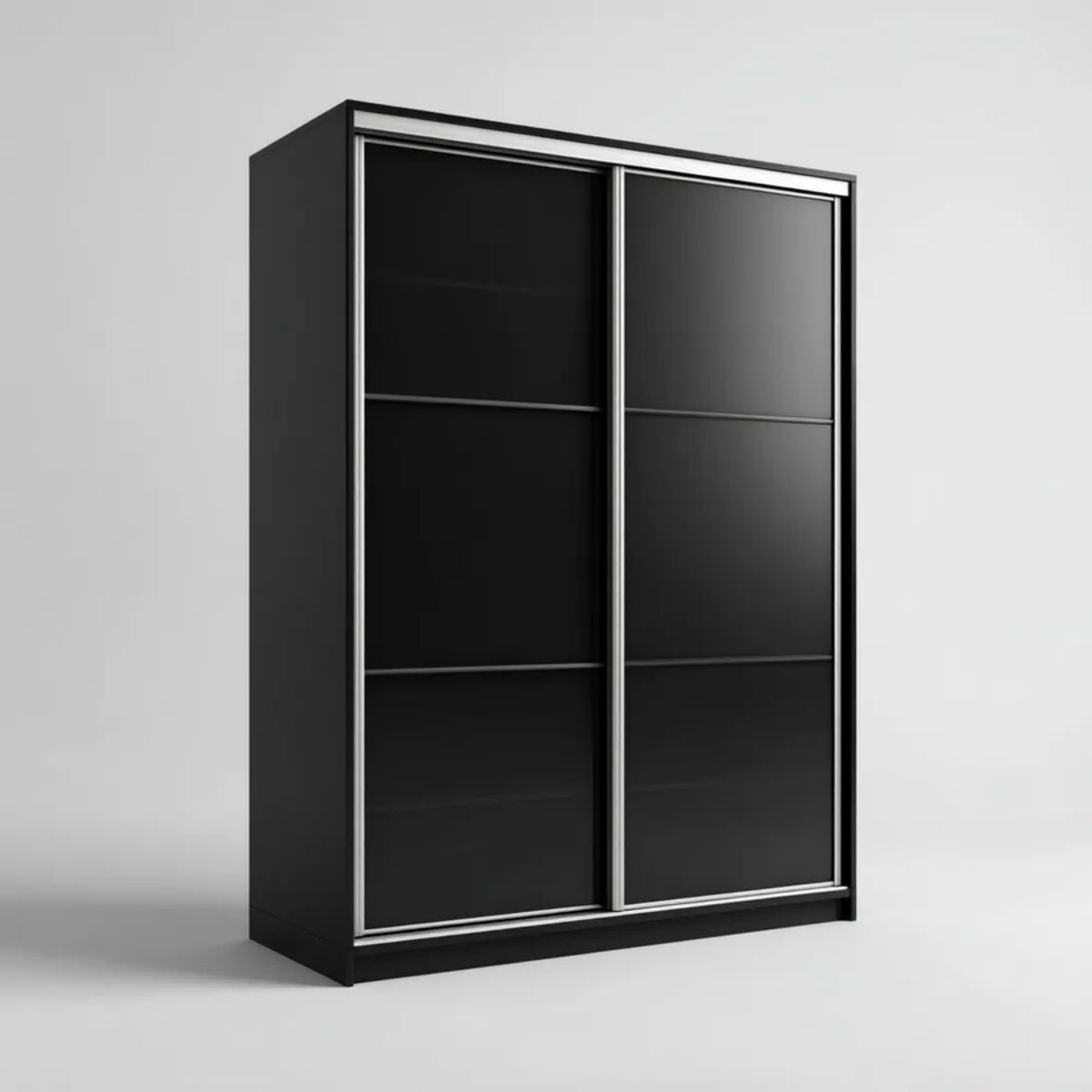 Szafa czarna 180 x 60 x 200 cm z 2 przesuwanymi drzwiami w elementach elementarnych i panelach szklanych