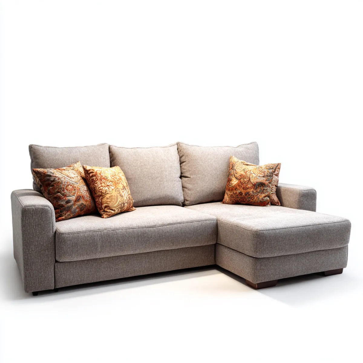 Sofa, Kanapa narożna z krzesełkiem z szarym gołębicą 250 x 160 x 90 cm poliester L
