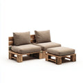 Sofa ogrodowa, Taras sofa zestaw brązowy w litym drewnie z poliestrowym kloszem 160 x 120 x 65 cm