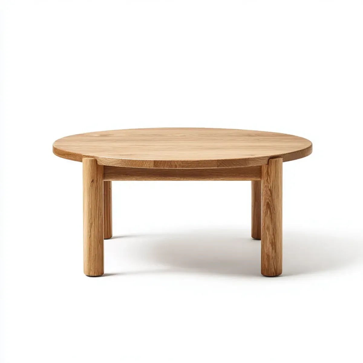 Stolik kawowy, Stół okrągłego stołu z litego drewna dębowego naturalnego Ø 80 cm wysokość 45 cm