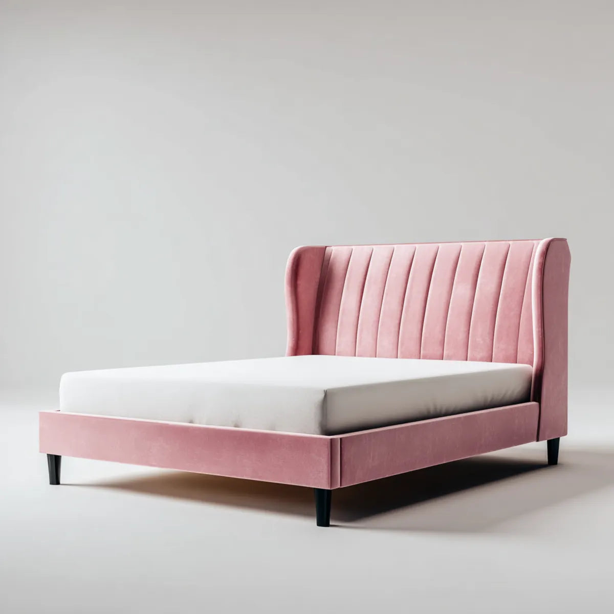 łóżko dwuosobowe z tapicerką Rosé 160 x 200 cm poliester z uwzględnieniem prostokąta