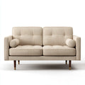 Sofa 2 beżowe fotele 160 x 85 x 86 cm w prostokątnym kształcie poliestru