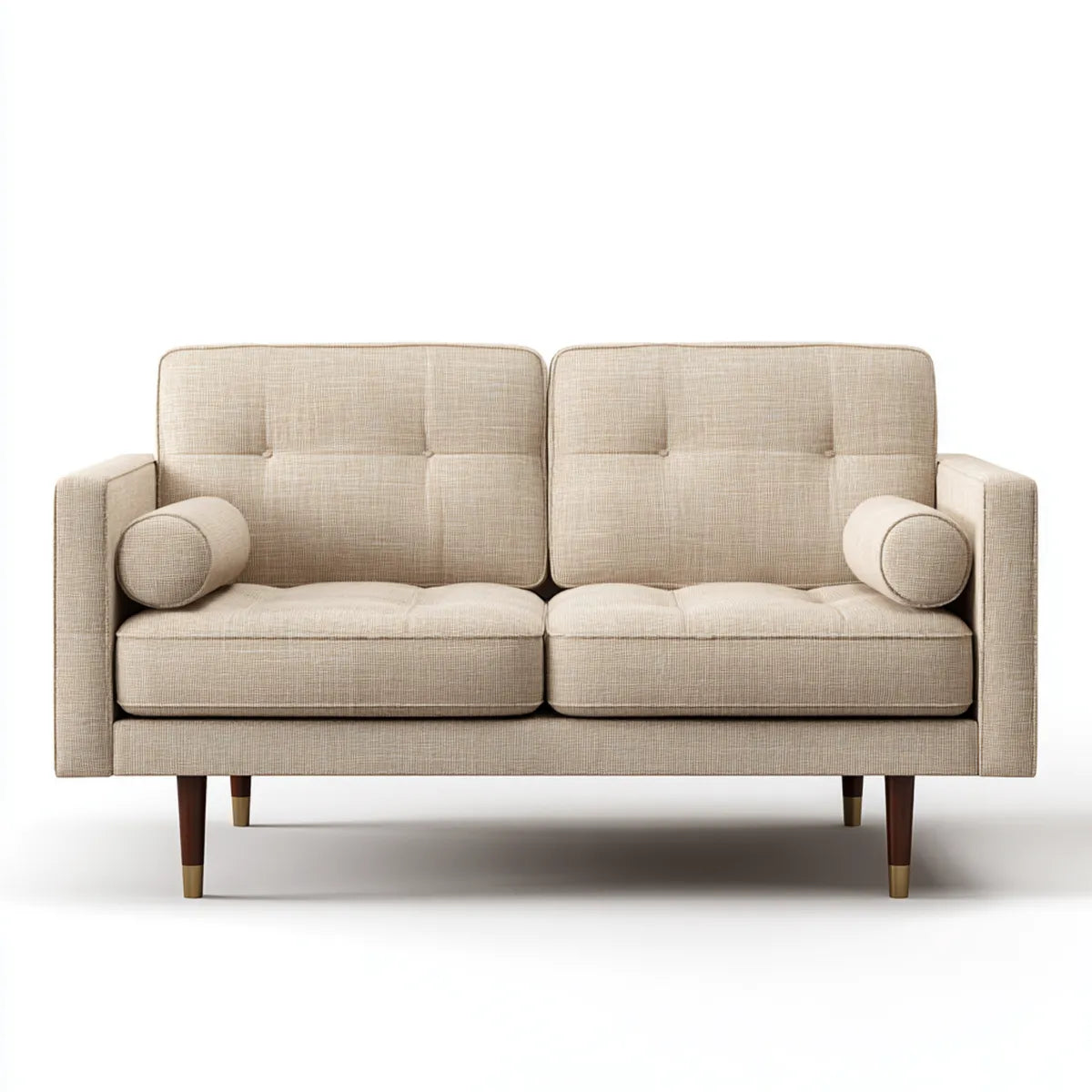 Sofa 2 beżowe fotele 160 x 85 x 86 cm w prostokątnym kształcie poliestru