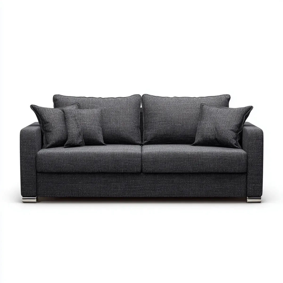 Sofa, 3 siedzenia szary antracyt 210 x 90 x 85 cm poliestrowy prostokątna kształt