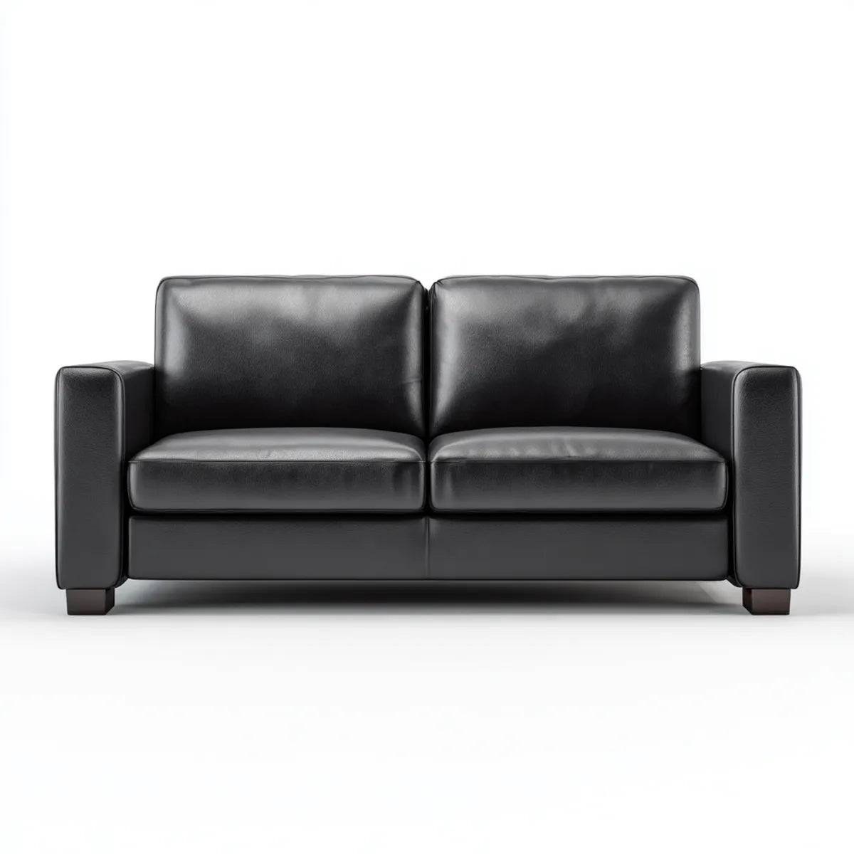 Sofa 2 czarne siedzenia ze skóry syntetycznej PU prostokątne 150 x 85 x 85 cm