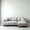 Sofa, Kanapa narożna z krzesełkiem z prawym, jasnym szarym, 250 x 160 x 85 cm w kształcie poliestru L