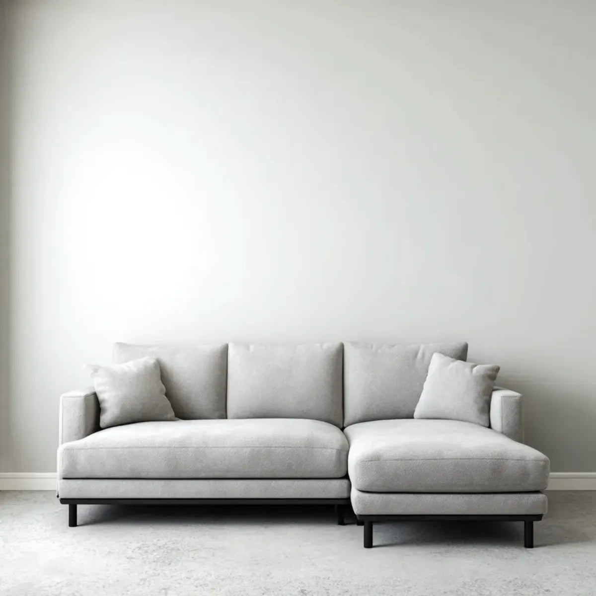 Sofa, Kanapa narożna z krzesełkiem z prawym, jasnym szarym, 250 x 160 x 85 cm w kształcie poliestru L