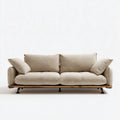 Sofa, 3- fotela Beżowa 220 x 95 x 78 cm z tapicerką poliestrową z litego drewna ramka i nóżki stalowe prostokątne