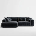 Sofa, Kanapa narożna z powrotem czarny 280 x 170 x 78 cm PU sztuczna skóra prostokątna
