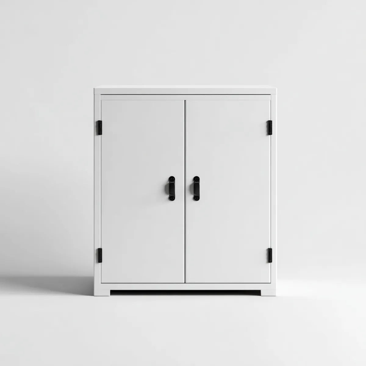 Witryna, Dwudrzwiowa szafka z białej stali 80 x 40 x 80 cm prostokątna