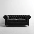 Sofa, Chesterfield 2-osobowa sofa czarna 170 x 85 x 75 cm poliester aksamit