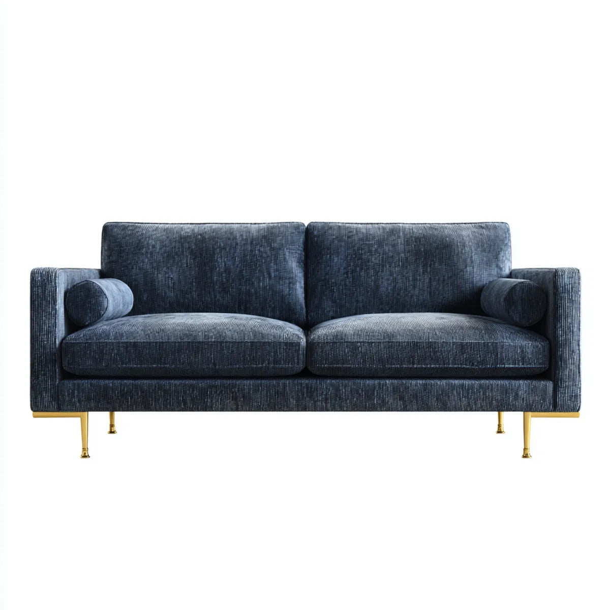 Sofa 2 ciemnoniebieski aksamit aksamitny sofa z prostokątnym poliestrowym żebrem 190 x 90 x 85 cm