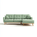 Sofa, Kanapa narożna z krzesełkiem z zielonym szałwią 250 x 150 x 85 cm w kształcie poliestru L