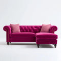 Sofa, Kanapa narożna 3 fotele z szezlongiem fuksja w aksamitnym kształcie poliestru 270 x 160 x 85 cm