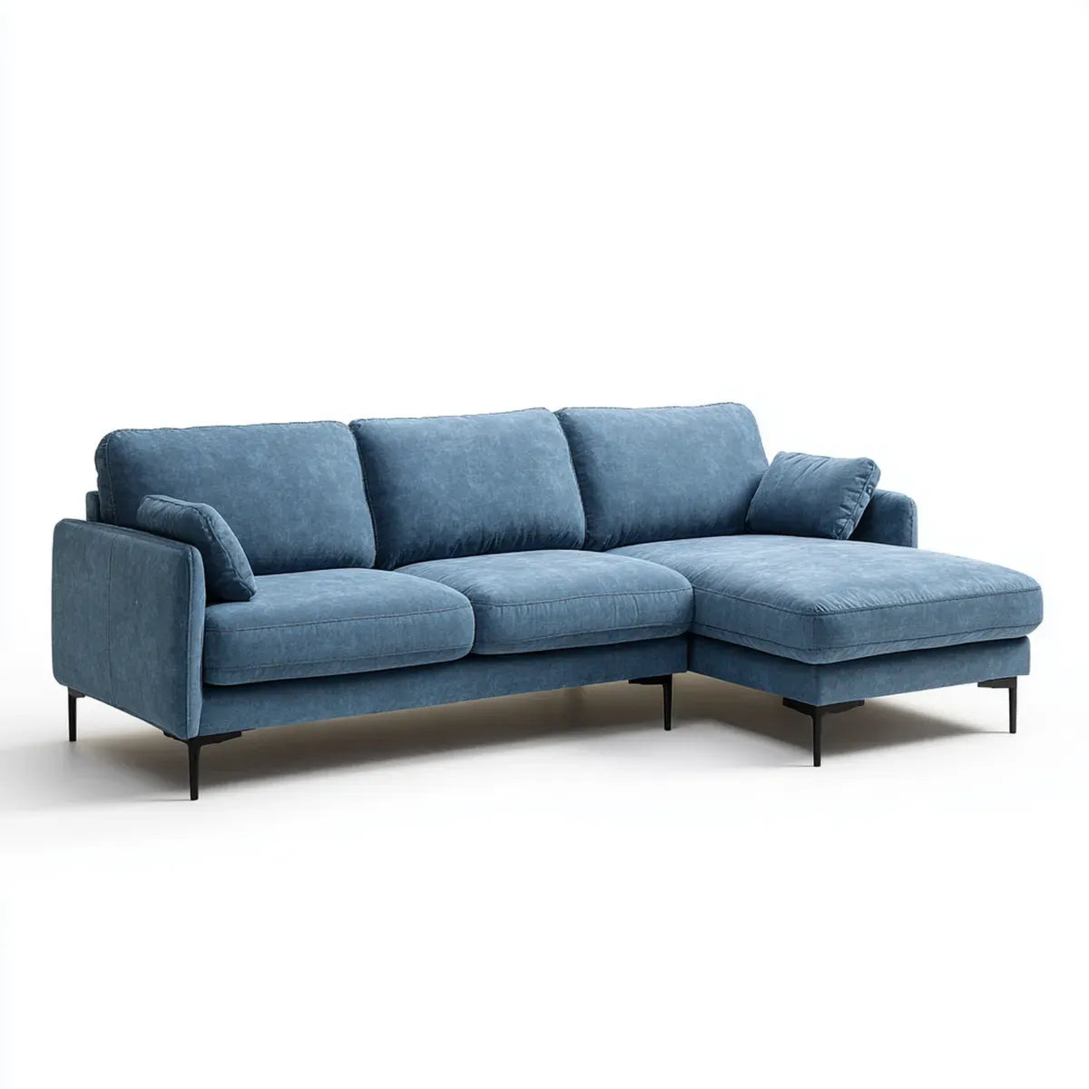 Sofa, Rożna sofa z krzesełkiem z prawym olejem niebieskim 250 x 160 x 85 cm w poliestrze