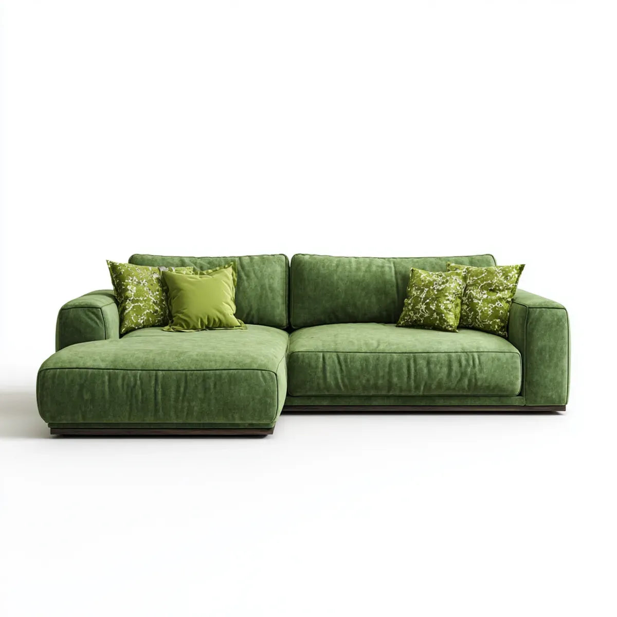 Sofa, Kanapa narożna z krzesełkiem z lewym zielonym 3 miejsca w aksamicie poliestrowym 270 x 165 x 85 cm