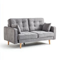 Sofa, rozkładana sofa 2 fotele szare 196 x 88 x 90 cm w poliestrze z bukowymi nóżkami