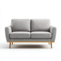 Sofa 2 umieszcza szary 150 x 85 cm w poliestrze i prostokątnym litym drewnie, 150 x 85 x 85 cm