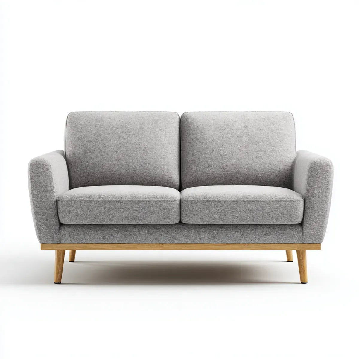 Sofa 2 umieszcza szary 150 x 85 cm w poliestrze i prostokątnym litym drewnie, 150 x 85 x 85 cm