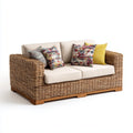 Sofa ogrodowa, 2-osobowy taras sofa naturalny brązowy krem 160 x 85 x 78 cm naturalny rattan acacia drewno prostokątne