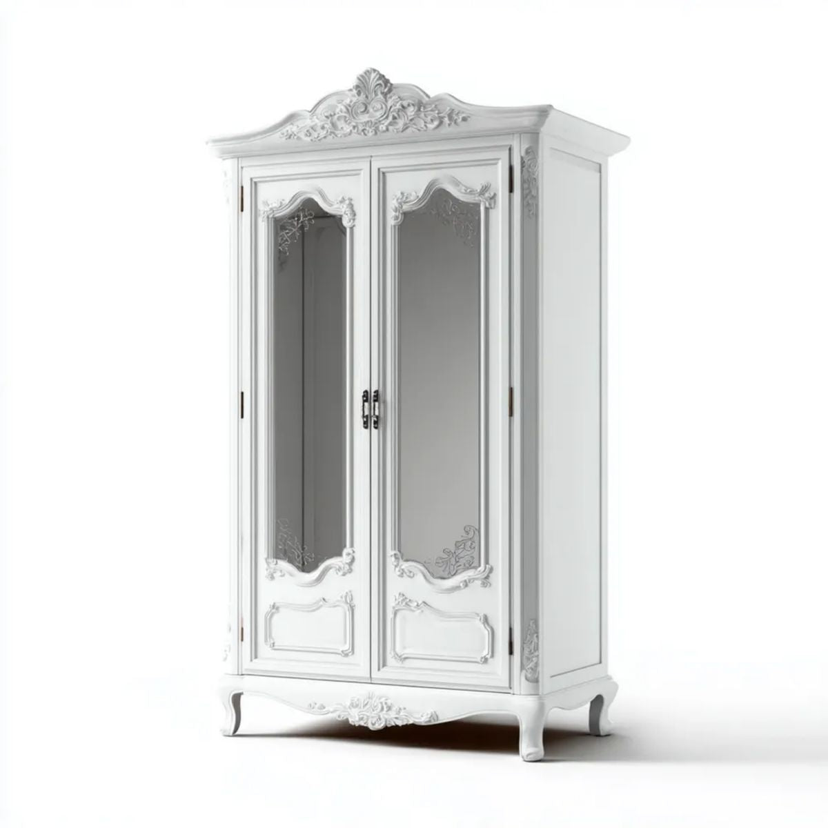 Szafa, Biała szafka w MDF z 2 bramami z lustrem, 120 x 60 x 220 cm