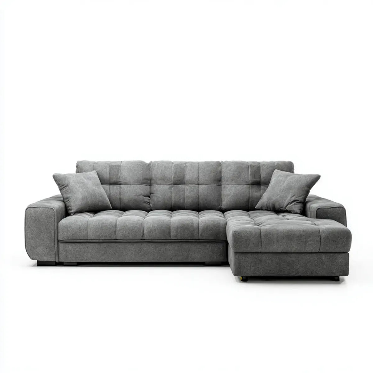 Sofa narożna z prawego rekameru szarego 268 x 165 x 88 cm mikrofibry poliestrowy kształt L
